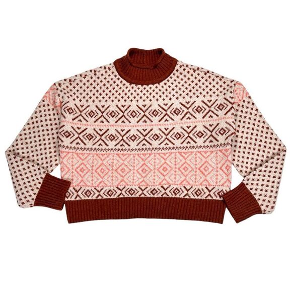 American Eagle Fairisle Mock Neck Cropped Sweater Size M - Picture 4 of 12